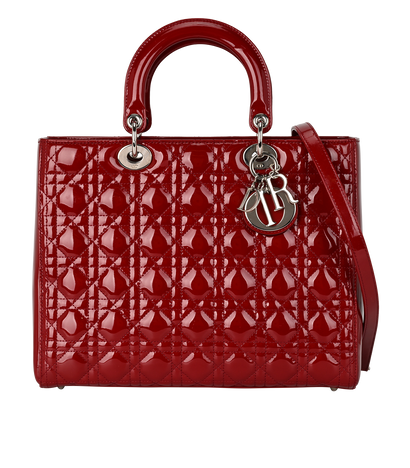 Large Lady Dior, &pound;1,500, Handbags, Red, Patent Leather, Front view